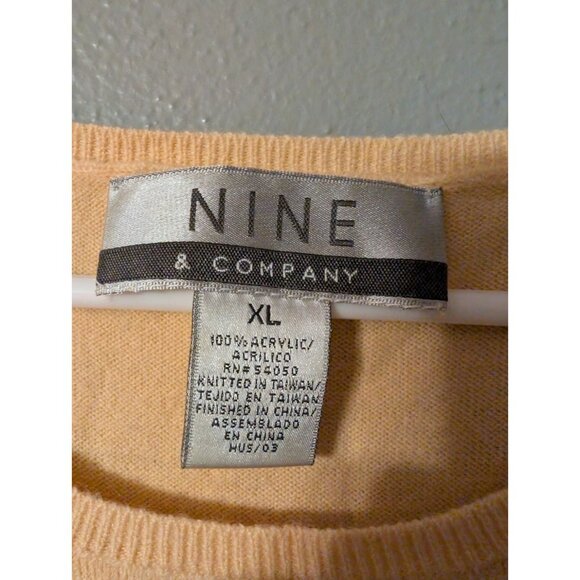 Nine & Company XL Sleeveless Knit Sweater Tank Top Peach Floral Y2K - Picture 3 of 7